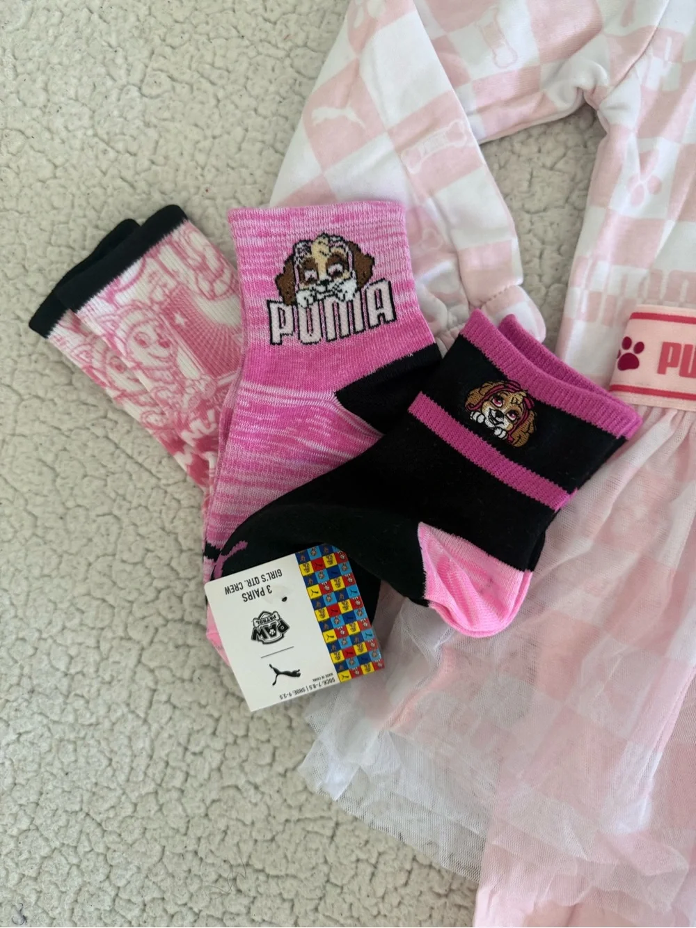 New girls Sz 4T Puma Pink Paw Patrol Set with Tutu & Leggings, sweatshirt, socks
